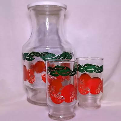 Vintage Anchor Hocking Orange Juice Carafe & 2 Glasses - Great Condition! ☀️🍊 • $20