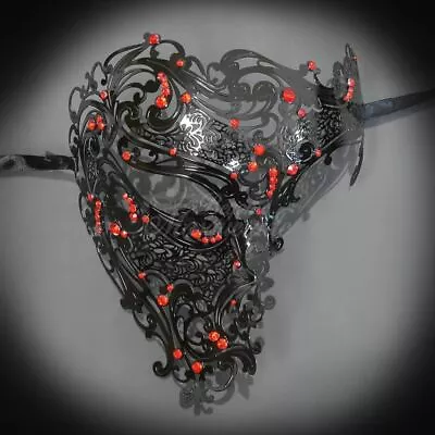 Masquerade Mask | Black  Metal Masquerade Mask Red R • $21.25