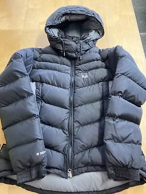 Rab Women's Ascent Down Jacket Black Grey Size 12 • £100