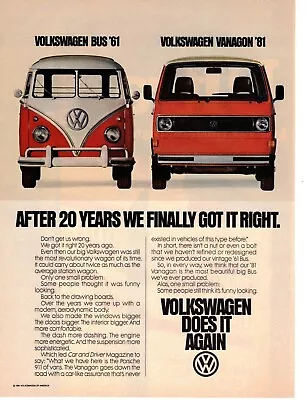 Vtg Print Ad 1980s 1981 VW Volkswagen Bus 61 To 81 Does It Again 20 Years • $7.96