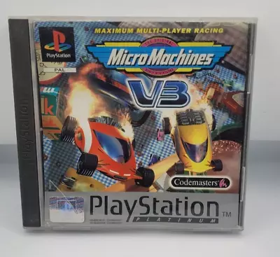 Micro Machines V3 Complete With Manual - Sony PlayStation One PS1 • £7.95