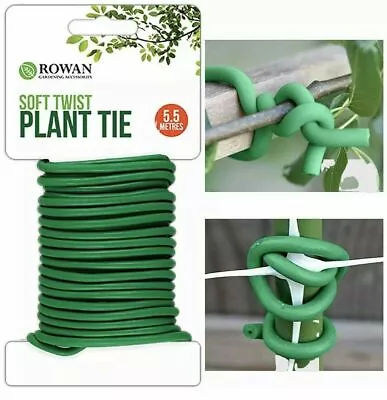 2x 5.5M TWIST TIE PLANT Green Soft Flexible Bendy Garden Support Wire Cable Ties • £5.49