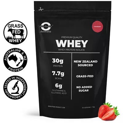 2KG WHEY PROTEIN ISOLATE POWDER 100% Australian Made WPI  GRASS-FED STRAWBERRY • $85