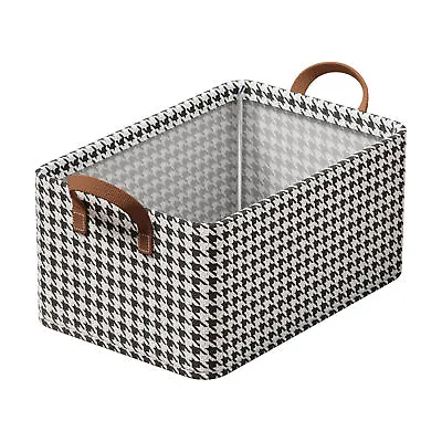 Collapsible Storage Box With Handles Linen Fabric Foldable Bins Organizer Basket • £10.32