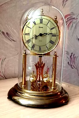 Vintage Kundo Glass Dome Rotating Pendulum Quartz Anniversary Clock West Germany • $49.55