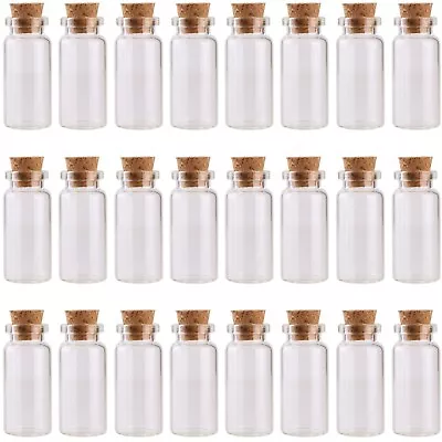 24 10ml Glass Bottles With Cork Stoppers Tiny Vials Small Jars Party Decoration • $15.99