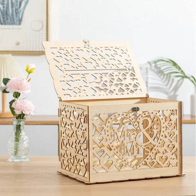 Wedding Engagement Party Decorative Wood Carved Wishing Well Card Box Rustic AU • $18.89