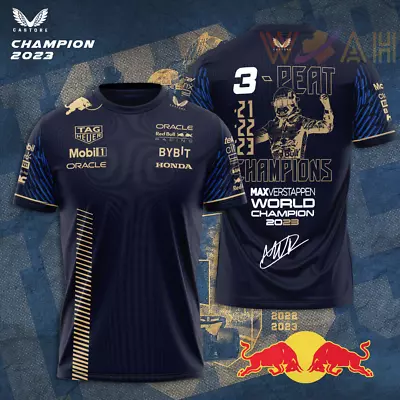 Personalized Red Bull Racing F1 2023 Champs Racing Team 3D AOP Fan Gift T-Shirt • $26.90