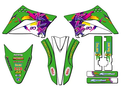 2010-2023 KLX 110 THROWBACK Green Senge Graphics Kit Compatible With Kawasaki • $74.99