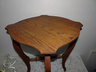 Antique 1910-1920 Solid Oak Plant Stand Fern Table - 17 1/2  Tall X 13 1/2  Wide • $124.99