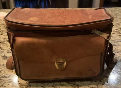 $17.98 • Buy Vintage Perrin Plainsman Leather Camera Bag Brown Leather Antique