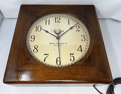 Telechron Clock Model # 201 Wood Case Wall Telechron 16  X 16;  Runs/Keeps Time • $399.99