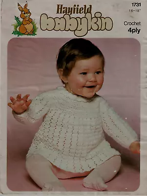 Hayfield Babykin 4 Ply Crochet KNITTING PATTERN Baby Girls Crochet Angel Top  • £0.85