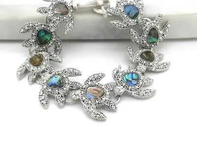 Turtle Abalone Shell Bracelet Women's Magnetic Fold Over Clasp • $17.07