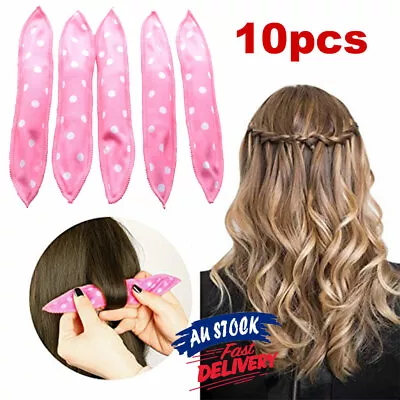 PK10 Sleep No-Heat Foam Pillow Sponge Tool Curler Satin Hair Roller Soft • $11.99