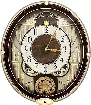 Seiko Melodies In Motion Golden French Horns Musical Wall Clock QXM265BRH VIDEO • $149.99