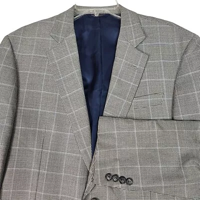 Brooks Brothers Blazer Mens 40R Grey Drago Madison Houndstooth Wool Silk Canvas • $59.88