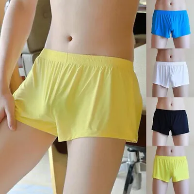 Ice Silk Mens Boxer Shorts Loose Breathable Boxer Panties Home Sleep Underwear • $4.64