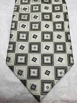 Martin Wong Mens Tie Off White With Black Squares 4 X 61 • $22.77