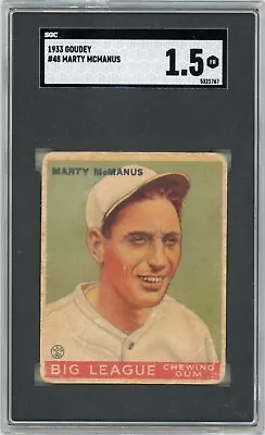 1933 Goudey #48 Marty McManus Boston Red Sox SGC 1.5 • $48.99