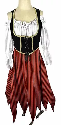 Pirate Maiden Wench Costume Dress Adult Womens Standard One Size L XL Medieval • $20