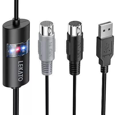 LEKATO MIDI Cable MIDI To USB Interface Midi Cable Input & Output Connecting • $15.95