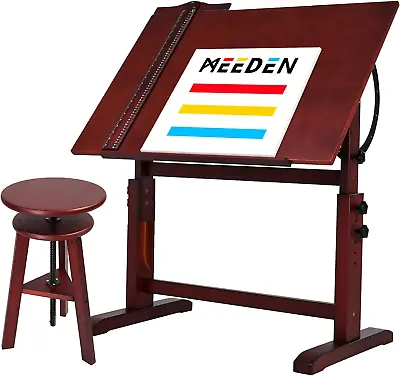 MEEDEN Vintage Drafting Table Wood Drafting Stool Artist Drafting Chair Drawi • $419.95