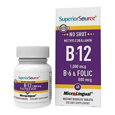 Superior Source No Shot Vitamin B12 Methylcobalamin (1000 Mcg) B6 Folic Acid • $17.39