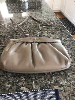 Vintage MORRIS MOSKOWITZ Taupe Convertible Leather Clutch Purse Shoulder Bag • $40