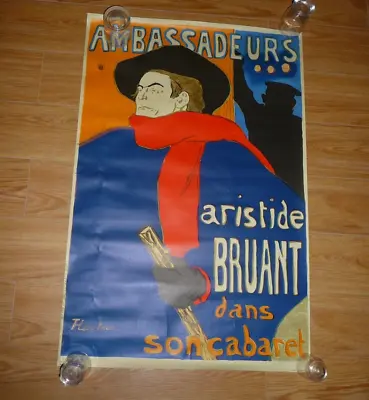 Vintage Litho Print Poster Ambassadeurs Aristide Bruant 70's Stedelijk Museum Ja • £29.99