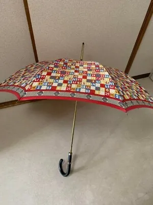 GIANNI VERSACE Vintage Long Umbrella Colorful Number/Medusa Print Pattern Red • $139.10