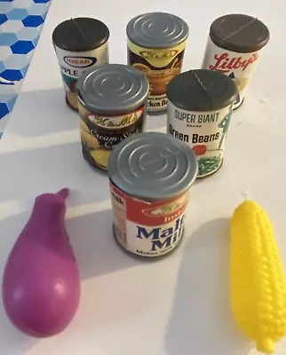 Vintage Plastic Play Pretend Toy Can Food Lot Of 8 • $1.99