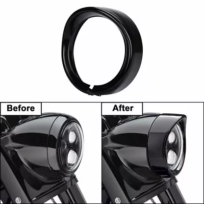 Black 7 Inch Headlight Trim Ring Cover Bezel For Harley Road King Electra Glide • $36.99