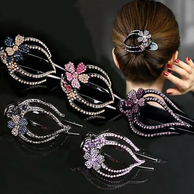Large Alligator Clips Crystal Rhinestone Flower Hair Claw Clamp Hairpin Women • $8.38