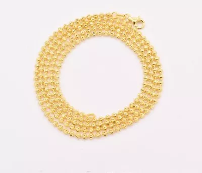 2.3mm Moon Cut Ball Bead Chain Necklace Solid 14K Yellow Gold-Plated Silver 925 • $44.91