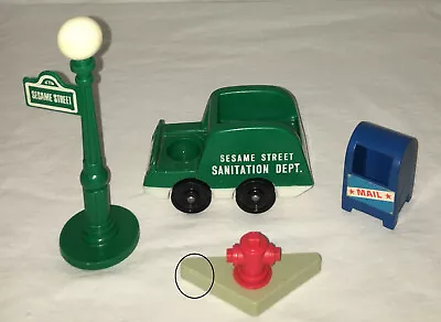 Vintage Fisher Price Little People Sesame Street Lot Lamp Mailbox Truck Hydrant • $19.99