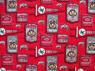 Ohio State University Buckeyes Cotton Fabric NCAA 1/2 Yard 18  X 44  • $5