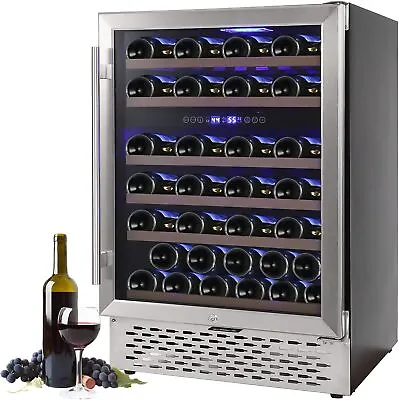 51 Bottles Wine Cooler 150L Refrigerator Dual Zone Glass Door Fridge LCD Display • $599.99