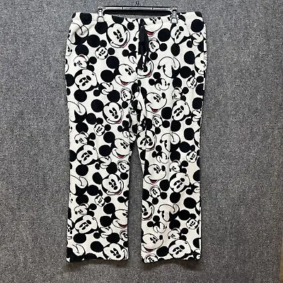 Disney Mickey Mouse White Black Fleece Lounge Pajama Pants XL  Sleepwear • $7.99