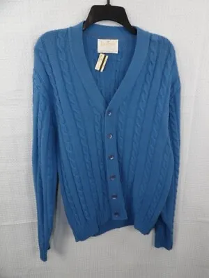 Vintage Jantzen NWT Men's Blue Cable Knit Cardigan Sweater Size Large • $49.99