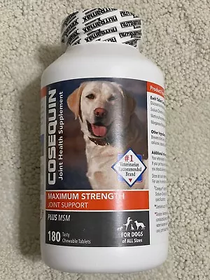 New 180 Ct. COSEQUIN Maximum Strength Plus MSM Chewable Tablets Dogs Of All Size • $25