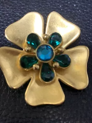 $185 • Buy Rare And Vintage Ben-Amun Clip Earrings Gold Tone W/ Blue Green Stones