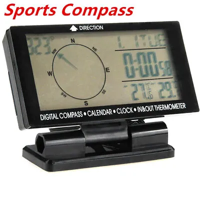 Car Electronic Digital Compass Clock Thermometer In/Out Travel Guiding Calenda • $31.05