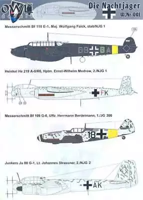 Owl Decals 1/48 DIE NACHTJAGER W.Nr 001 German Night Fighters • $14.99