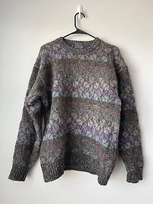 Vintage Shetland Collection Chunky Wool Knit Sweater Men’s Size Large Multicolor • $49