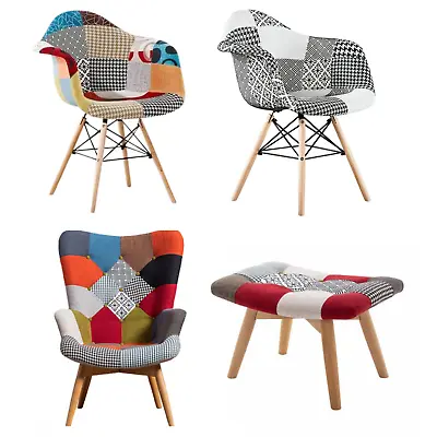 Patchwork Dining Chair Sloane Harper Lounge Chair Scandinavian Various Designs • £220
