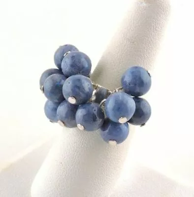 Sterling Silver Blue Coral Cluster Ring - Free Gift Packaging • $41.22