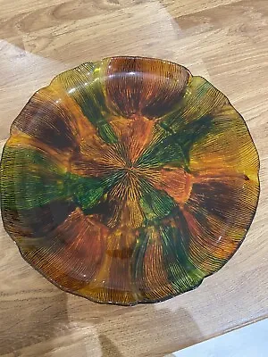 £7.50 • Buy Hand Painted In Autumn Colours With Flower Shape Decorative Glass Bowl /Plate