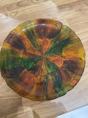 £7.50 • Buy Hand Painted In Autumn Colours With Flower Shape Decorative Glass Bowl /Plate