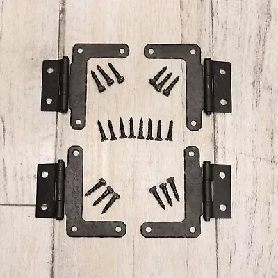 $14.99 • Buy 4PC Vintage Mckinney Forged Iron Half Surface L-Hinges Cabinet Hardware -Black